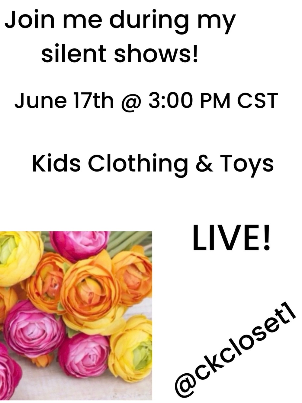 SILENT BUT “LIVE” with @ckcloset1 Wednesday June 17th @ 3:00 PM CST